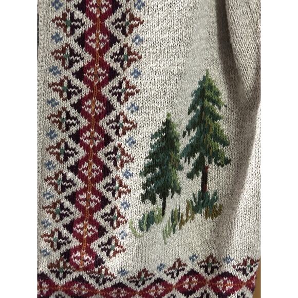 Vtg Northern Isles Hand-Embroidered Sweater Vest- XL Pine Tree Xmas Canoe - Picture 3 of 8